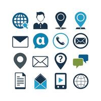 Contact Us icon set collection for websites and mobile applications vector