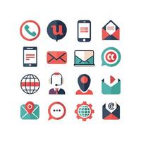 Contact Us icon set collection for websites and mobile applications vector