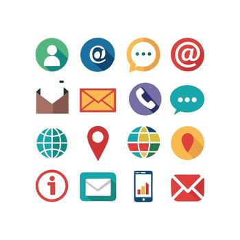 contacto nosotros icono conjunto colección para sitios web y móvil aplicaciones vector