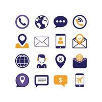 Contact Us icon set collection for websites and mobile applications vector
