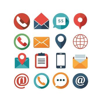 Contact Us icon set collection for websites and mobile applications vector