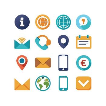 Contact Us icon set collection for websites and mobile applications vector