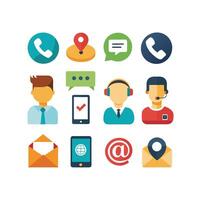 Contact Us icon set collection for websites and mobile applications vector