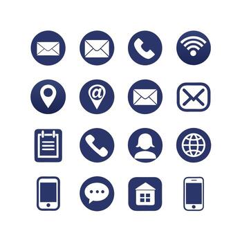 Contact Us icon set collection for websites and mobile applications vector