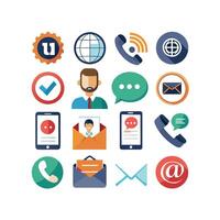 Contact Us icon set collection for websites and mobile applications vector