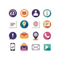 Contact Us icon set collection for websites and mobile applications vector