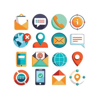 contacto nosotros icono conjunto colección para sitios web y móvil aplicaciones vector