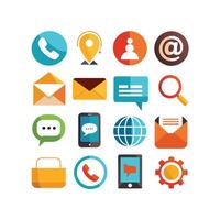 Contact Us icon set collection for websites and mobile applications vector