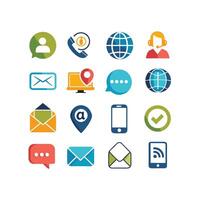 Contact Us icon set collection for websites and mobile applications vector
