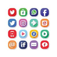Social Media Icon Set Collection for websites and mobile applications. vector