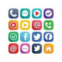 Social Media Icon Set Collection for websites and mobile applications. vector