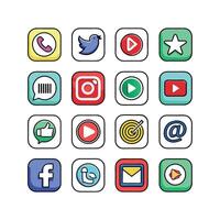 Social Media Icon Set Collection for websites and mobile applications. vector