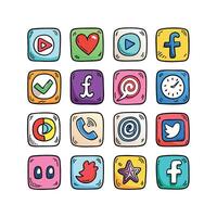 Social Media Icon Set Collection for websites and mobile applications. vector