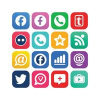 Social Media Icon Set Collection for websites and mobile applications. vector