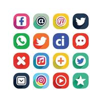 Social Media Icon Set Collection for websites and mobile applications. vector