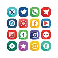 Social Media Icon Set Collection for websites and mobile applications. vector