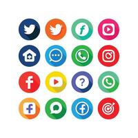 Social Media Icon Set Collection for websites and mobile applications. vector