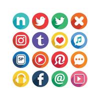 Social Media Icon Set Collection for websites and mobile applications. vector