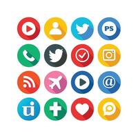 Social Media Icon Set Collection for websites and mobile applications. vector