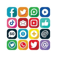 Social Media Icon Set Collection for websites and mobile applications. vector