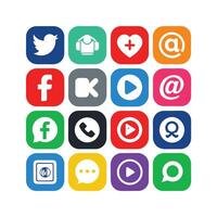 Social Media Icon Set Collection for websites and mobile applications. vector