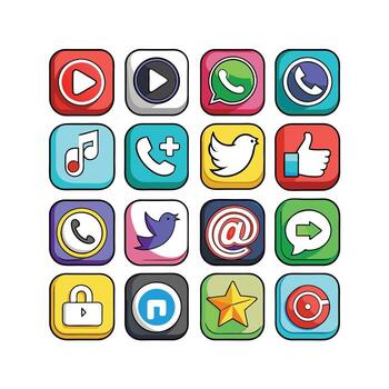 Social Media Icon Set Collection for websites and mobile applications. vector