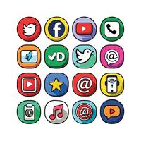Social Media Icon Set Collection for websites and mobile applications. vector
