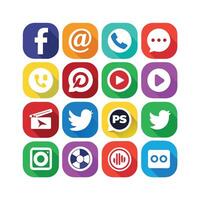 Social Media Icon Set Collection for websites and mobile applications. vector