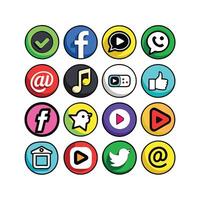 Social Media Icon Set Collection for websites and mobile applications. vector