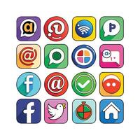 Social Media Icon Set Collection for websites and mobile applications. vector