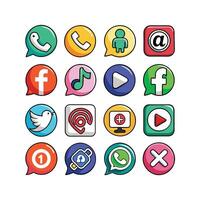 Social Media Icon Set Collection for websites and mobile applications. vector