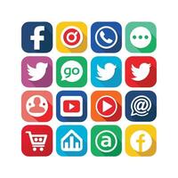 Social Media Icon Set Collection for websites and mobile applications. vector