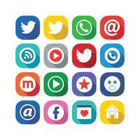 Social Media Icon Set Collection for websites and mobile applications. vector