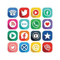Social Media Icon Set Collection for websites and mobile applications. vector
