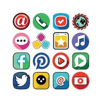 Social Media Icon Set Collection for websites and mobile applications. vector