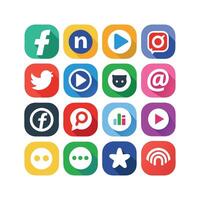 Social Media Icon Set Collection for websites and mobile applications. vector