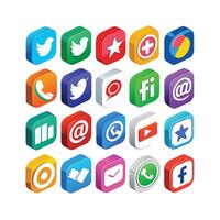 Social Media Icon Set Collection for websites and mobile applications. vector