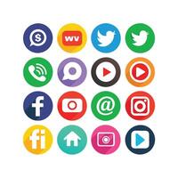 Social Media Icon Set Collection for websites and mobile applications. vector