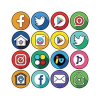 Social Media Icon Set Collection for websites and mobile applications. vector