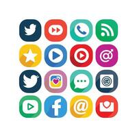 Social Media Icon Set Collection for websites and mobile applications. vector