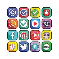 Social Media Icon Set Collection for websites and mobile applications. vector