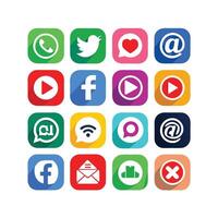 Social Media Icon Set Collection for websites and mobile applications. vector