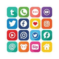 Social Media Icon Set Collection for websites and mobile applications. vector