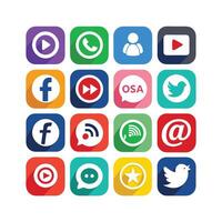 Social Media Icon Set Collection for websites and mobile applications. vector