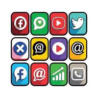Social Media Icon Set Collection for websites and mobile applications. vector