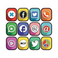 Social Media Icon Set Collection for websites and mobile applications. vector
