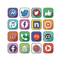 Social Media Icon Set Collection for websites and mobile applications. vector