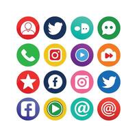 Social Media Icon Set Collection for websites and mobile applications. vector