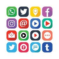 Social Media Icon Set Collection for websites and mobile applications. vector