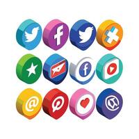 Social Media Icon Set Collection for websites and mobile applications. vector